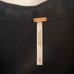 Free People Medium Black Long Sleeve Blouse with Collar